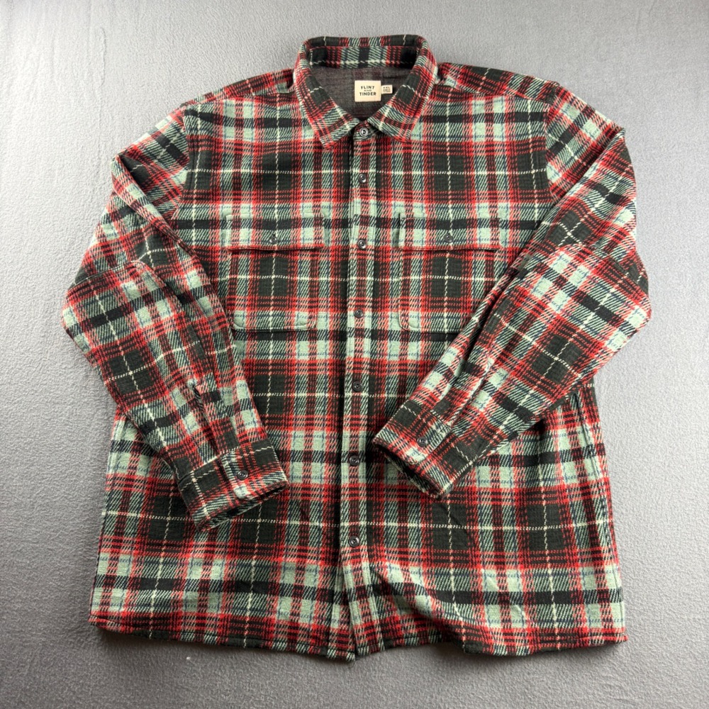 Flint and Tinder Shirt Men's 2XL Red Flannel Shacket Plaid Huckberry Elbow Paded